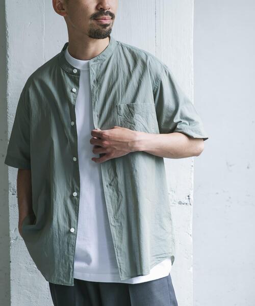 URBAN RESEARCH DOORS（アーバンリサーチドアーズ）の「玉虫シャンブレー バンドカラーシャツ（シャツ/ブラウス・メンズ・ブルー系その他/グリーン系その他/ライトブルー・LARGE/MEDIUM）」の6枚目の写真