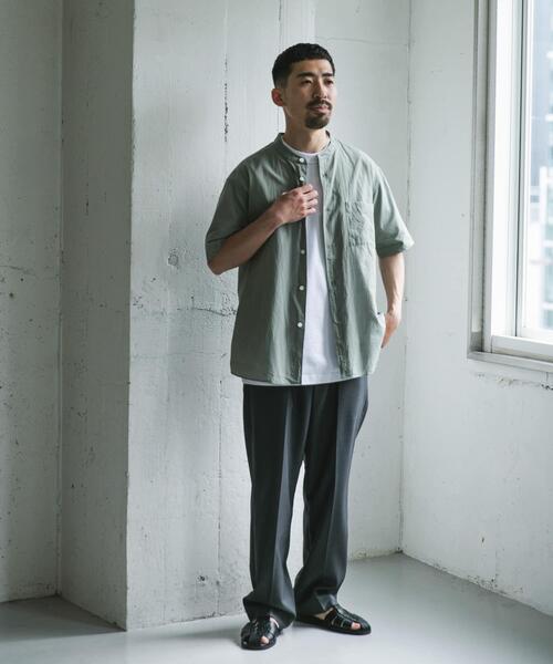 URBAN RESEARCH DOORS（アーバンリサーチドアーズ）の「玉虫シャンブレー バンドカラーシャツ（シャツ/ブラウス・メンズ・ブルー系その他/グリーン系その他/ライトブルー・LARGE/MEDIUM）」の7枚目の写真