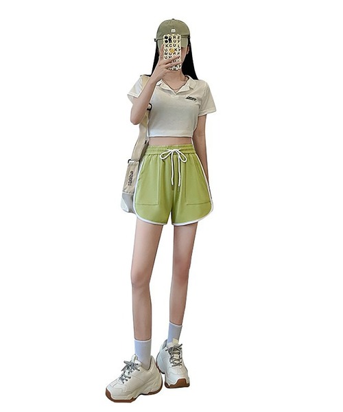 Bifrost（ビフレスト）の「パイピングスウェットショートパンツ（その他パンツ・レディース・ネイビー/ピンク/グリーン/ライトグリーン/ブラック/グレー・L/M）」の18枚目の写真