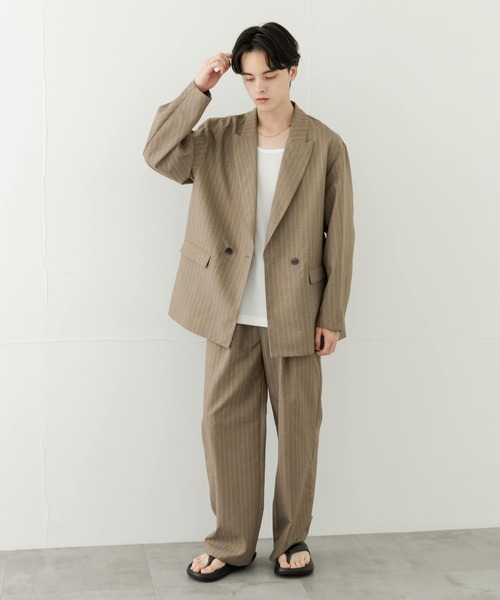 SENSE OF PLACE by URBAN RESEARCH（センスオブプレイスバイアーバンリサーチ）の「『セットアップ対応』『イージーケア/速乾』リネンライクピンストライプルーズジャケット（その他アウター・メンズ・グレー/ベージュ・LARGE/MEDIUM）」の9枚目の写真