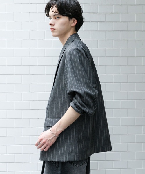 SENSE OF PLACE by URBAN RESEARCH（センスオブプレイスバイアーバンリサーチ）の「『セットアップ対応』『イージーケア/速乾』リネンライクピンストライプルーズジャケット（その他アウター・メンズ・グレー/ベージュ・LARGE/MEDIUM）」の14枚目の写真