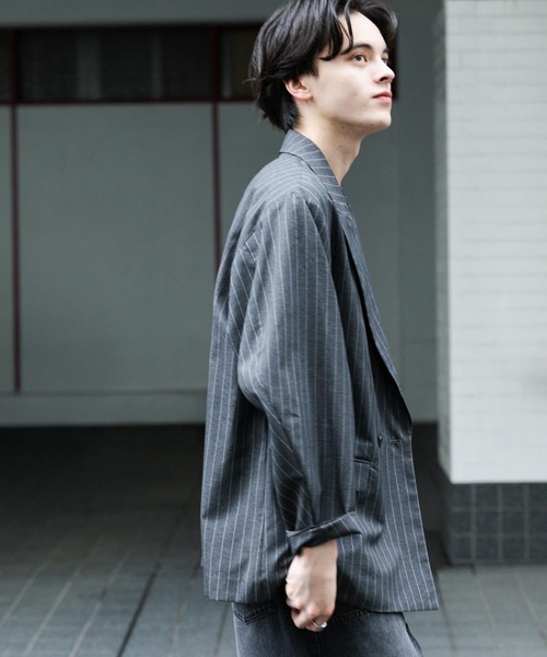 SENSE OF PLACE by URBAN RESEARCH（センスオブプレイスバイアーバンリサーチ）の「『セットアップ対応』『イージーケア/速乾』リネンライクピンストライプルーズジャケット（その他アウター・メンズ・グレー/ベージュ・LARGE/MEDIUM）」の16枚目の写真