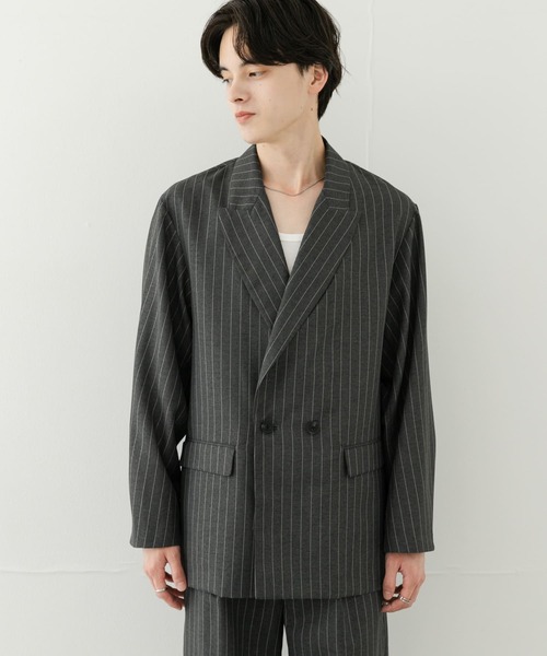 SENSE OF PLACE by URBAN RESEARCH（センスオブプレイスバイアーバンリサーチ）の「『セットアップ対応』『イージーケア/速乾』リネンライクピンストライプルーズジャケット（その他アウター・メンズ・グレー/ベージュ・LARGE/MEDIUM）」の19枚目の写真