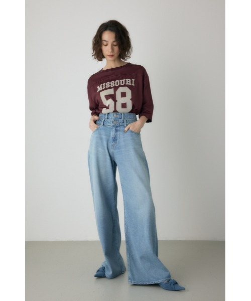 crie conforto（クリーコンフォルト）の「ダブルウエストバギーデニム（デニムパンツ・レディース・ライトブルー/インディゴブルー・SMALL/MEDIUM）」の7枚目の写真