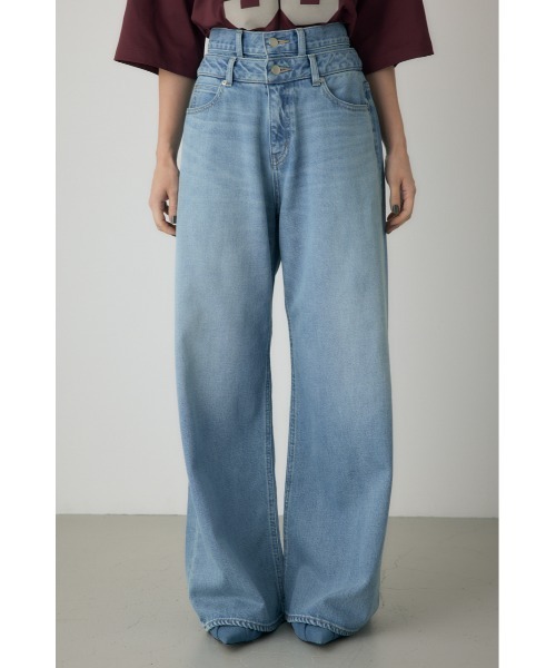 crie conforto（クリーコンフォルト）の「ダブルウエストバギーデニム（デニムパンツ・レディース・ライトブルー/インディゴブルー・SMALL/MEDIUM）」の9枚目の写真