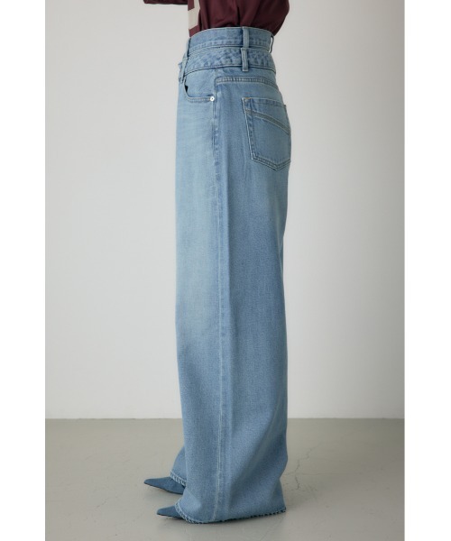 crie conforto（クリーコンフォルト）の「ダブルウエストバギーデニム（デニムパンツ・レディース・ライトブルー/インディゴブルー・SMALL/MEDIUM）」の10枚目の写真