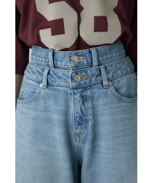 crie conforto（クリーコンフォルト）の「ダブルウエストバギーデニム（デニムパンツ・レディース・ライトブルー/インディゴブルー・SMALL/MEDIUM）」の12枚目の写真