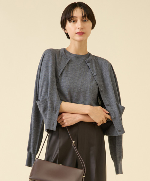 martinique（マルティニーク）の「《定番》ESSENTIALカーディガン（アンサンブル可）（カーディガン/ボレロ・レディース・ピンク/グリーン/ブラウン/グレー・FREE）」の2枚目の写真