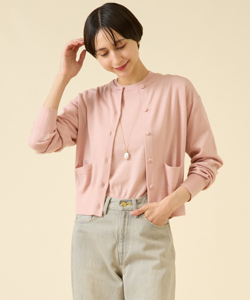 martinique（マルティニーク）の「《定番》ESSENTIALカーディガン（アンサンブル可）（カーディガン/ボレロ・レディース・ピンク/グリーン/ブラウン/グレー・FREE）」の4枚目の写真