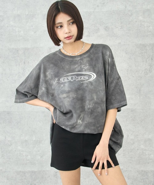 ANAP(アナップ)の「ミニ裏毛 タイダイ柄 ロゴ Tシャツ【親子お揃い】(Tシャツ/カットソー・レディース・グレー/ベージュ/ブラック系その他・FREE)」の4枚目の写真