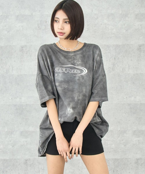 ANAP(アナップ)の「ミニ裏毛 タイダイ柄 ロゴ Tシャツ【親子お揃い】(Tシャツ/カットソー・レディース・グレー/ベージュ/ブラック系その他・FREE)」の5枚目の写真