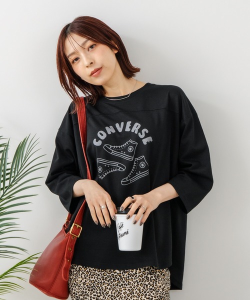 CONVERSE/コンバース】シュ－ズ柄 7分袖 Tシャツ（Tシャツ/カットソー