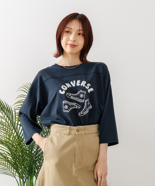 CONVERSE/コンバース】シュ－ズ柄 7分袖 Tシャツ（Tシャツ/カットソー