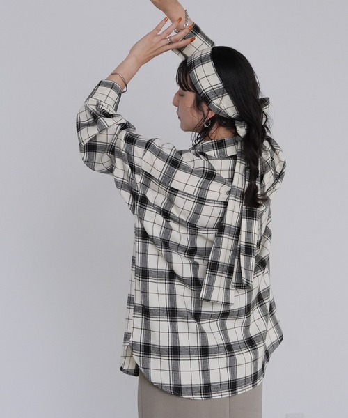 セール】ボウタイ付きチェックシャツ（シャツ/ブラウス）｜Yeoun