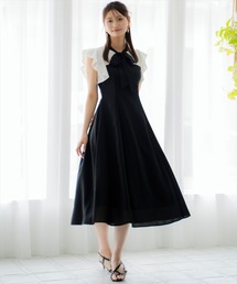 ✨新品✨ PREFERIR ラッフルスリーブ ワンピース　ドレス ROYALPARTY バイカラーパイピングラッフルスリーブワンピース