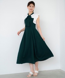 ✨新品✨ PREFERIR ラッフルスリーブ ワンピース　ドレス ROYALPARTY バイカラーパイピングラッフルスリーブワンピース