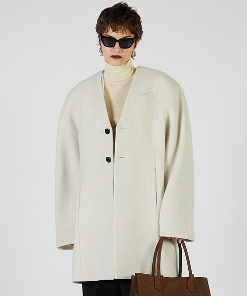 PRANK PROJECT（プランクプロジェクト）の「ラガーコート / Rugger Coat（ノーカラーコート・レディース・ブラック/アイボリー・FREE）」の18枚目の写真