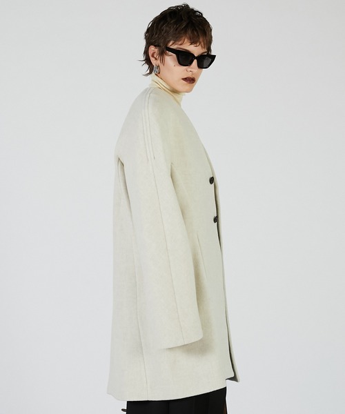 PRANK PROJECT（プランクプロジェクト）の「ラガーコート / Rugger Coat（ノーカラーコート・レディース・ブラック/アイボリー・FREE）」の16枚目の写真