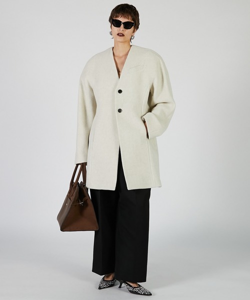 PRANK PROJECT（プランクプロジェクト）の「ラガーコート / Rugger Coat（ノーカラーコート・レディース・ブラック/アイボリー・FREE）」の20枚目の写真