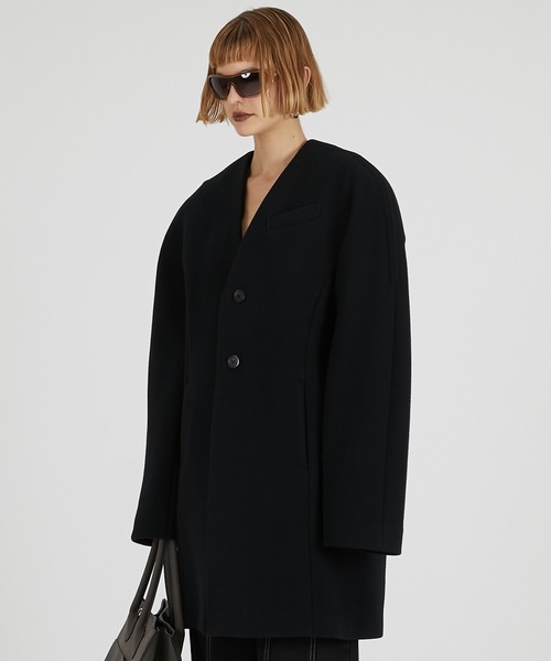 PRANK PROJECT（プランクプロジェクト）の「ラガーコート / Rugger Coat（ノーカラーコート・レディース・ブラック/アイボリー・FREE）」の14枚目の写真