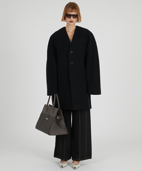 PRANK PROJECT（プランクプロジェクト）の「ラガーコート / Rugger Coat（ノーカラーコート・レディース・ブラック/アイボリー・FREE）」の19枚目の写真