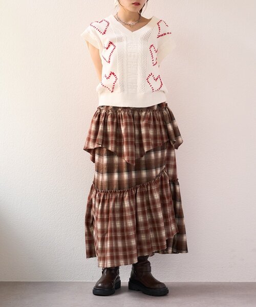 w closet（ダブルクローゼット）の「【25AW】ハート刺繍ニットベスト（ベスト・レディース・オフホワイト/ネイビー/ボルドー・FREE）」の21枚目の写真