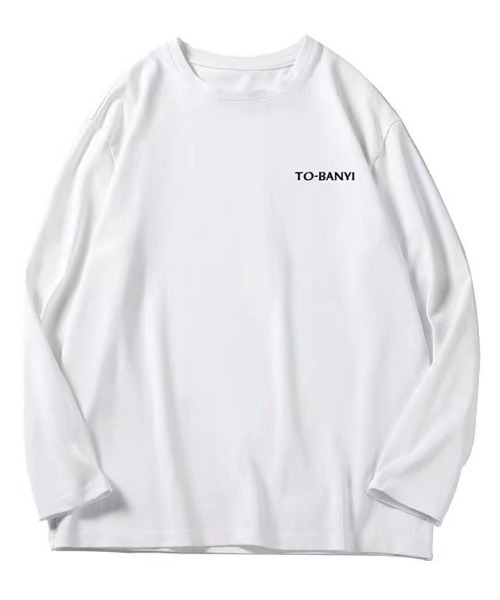 link lot(リンクロット)の「ビッグシルエット英字ワンポイント無地ロンT(Tシャツ/カットソー・メンズ・サックスブルー/ピンク/ホワイト/ブラック/ダークグレー・M)」の7枚目の写真