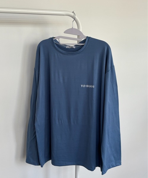link lot(リンクロット)の「ビッグシルエット英字ワンポイント無地ロンT(Tシャツ/カットソー・メンズ・サックスブルー/ピンク/ホワイト/ブラック/ダークグレー・M)」の20枚目の写真