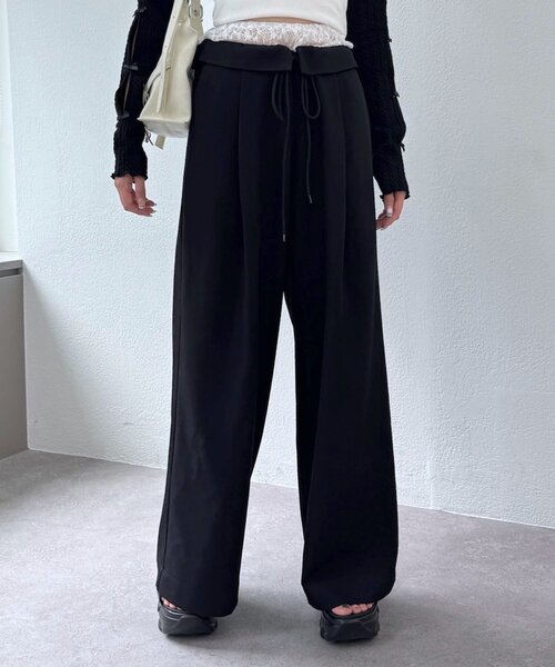 mline（エムライン）の「[mline]レース レイヤードパンツ（その他パンツ・レディース・チャコールグレー/ブラック・1/2）」の4枚目の写真