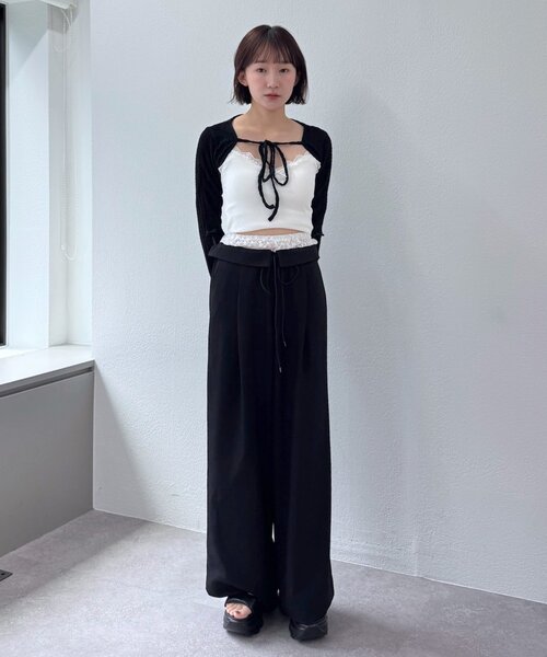 mline（エムライン）の「[mline]レース レイヤードパンツ（その他パンツ・レディース・チャコールグレー/ブラック・1/2）」の6枚目の写真