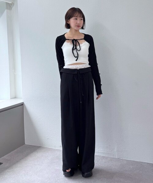 mline（エムライン）の「[mline]レース レイヤードパンツ（その他パンツ・レディース・チャコールグレー/ブラック・1/2）」の7枚目の写真