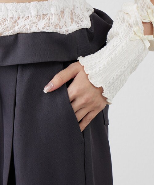 mline（エムライン）の「[mline]レース レイヤードパンツ（その他パンツ・レディース・チャコールグレー/ブラック・1/2）」の13枚目の写真