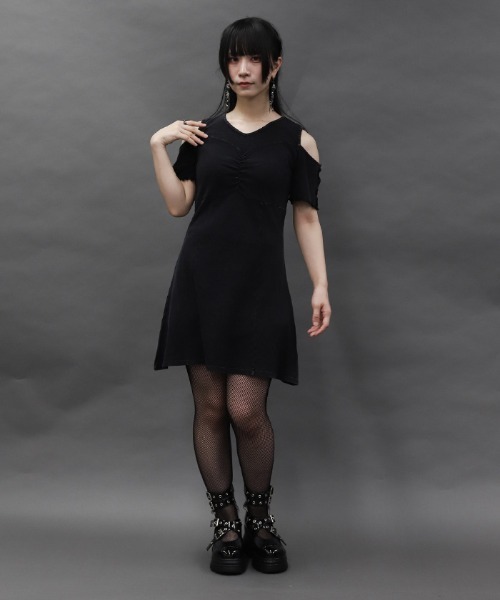 axes femme POETIQUE(アクシーズファムポエティック)の「硫化染めカットミニOP(ワンピース・レディース・パープル/ブラック/サックスブルー・MEDIUM)」の8枚目の写真