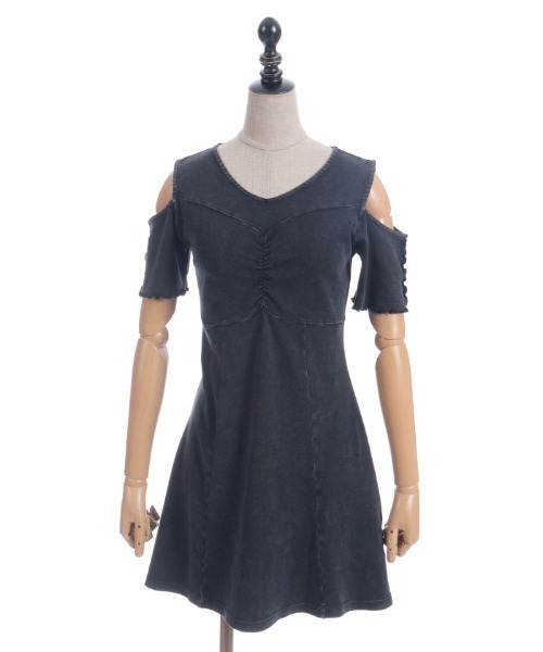 axes femme POETIQUE(アクシーズファムポエティック)の「硫化染めカットミニOP(ワンピース・レディース・パープル/ブラック/サックスブルー・MEDIUM)」の9枚目の写真