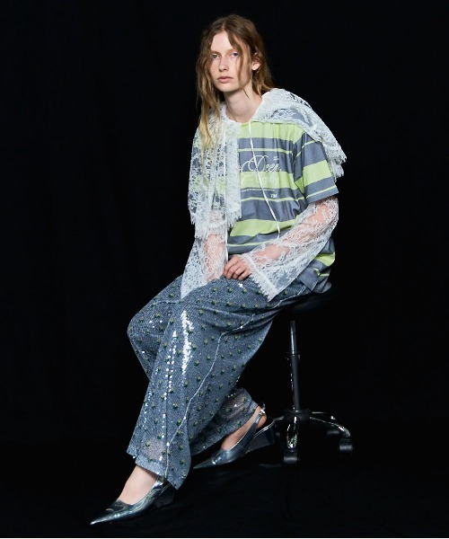 MAISON SPECIAL(メゾンスペシャル)の「Flower Easy Pants/フラワーイージーパンツ(その他パンツ・レディース・ブルー/グレー・38/36)」の9枚目の写真