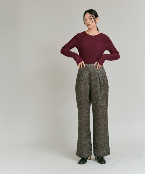 W:Huku(フーク)の「リブ コットン ニット トップス / Lightweight Ribbed Cotton Knit Top(ニット/セーター・レディース・ワイン/イエロー/ブルー/オフホワイト/レッド系・FREE)」の20枚目の写真