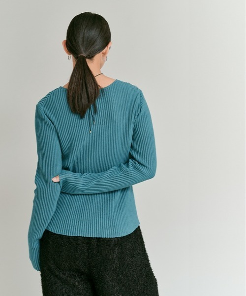 W:Huku(フーク)の「リブ コットン ニット トップス / Lightweight Ribbed Cotton Knit Top(ニット/セーター・レディース・ワイン/イエロー/ブルー/オフホワイト/レッド系・FREE)」の21枚目の写真
