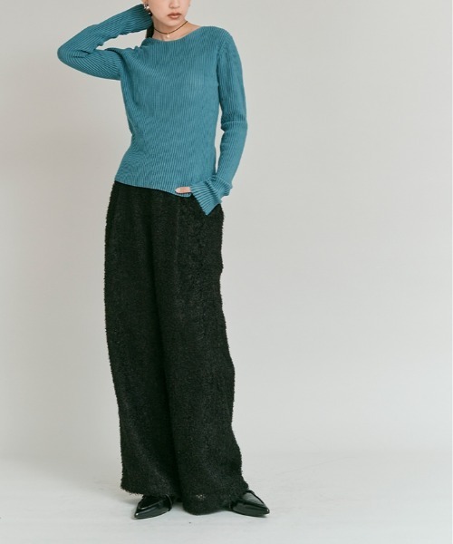 W:Huku(フーク)の「リブ コットン ニット トップス / Lightweight Ribbed Cotton Knit Top(ニット/セーター・レディース・ワイン/イエロー/ブルー/オフホワイト/レッド系・FREE)」の17枚目の写真