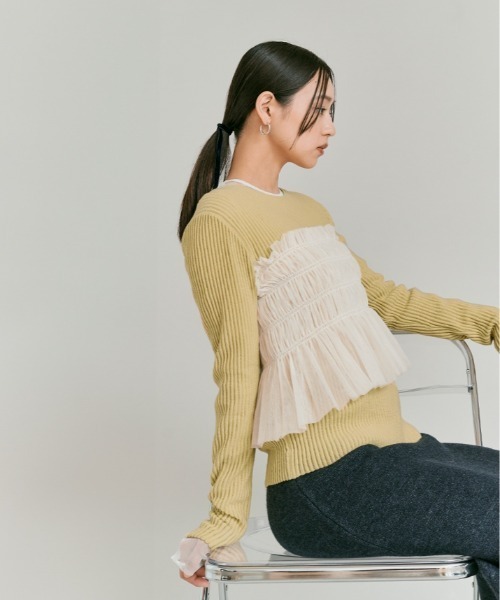 W:Huku(フーク)の「リブ コットン ニット トップス / Lightweight Ribbed Cotton Knit Top(ニット/セーター・レディース・ワイン/イエロー/ブルー/オフホワイト/レッド系・FREE)」の18枚目の写真