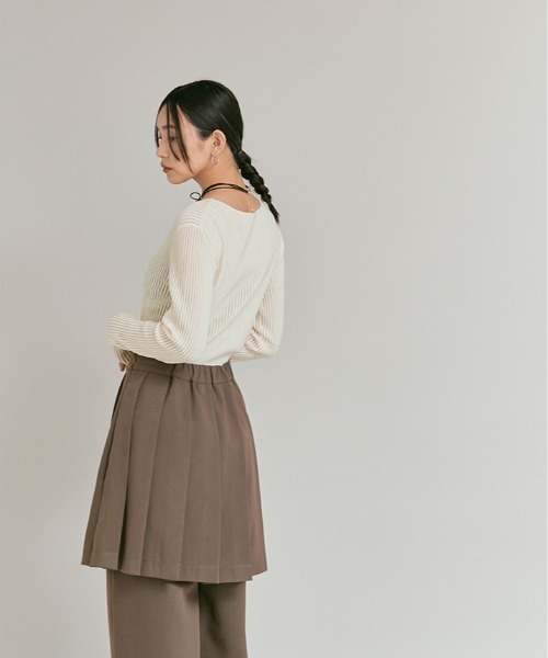 W:Huku(フーク)の「リブ コットン ニット トップス / Lightweight Ribbed Cotton Knit Top(ニット/セーター・レディース・ワイン/イエロー/ブルー/オフホワイト/レッド系・FREE)」の19枚目の写真