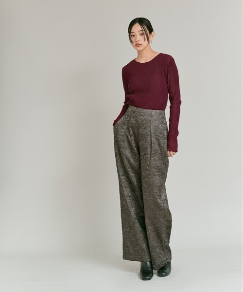 W:Huku(フーク)の「リブ コットン ニット トップス / Lightweight Ribbed Cotton Knit Top(ニット/セーター・レディース・ワイン/イエロー/ブルー/オフホワイト/レッド系・FREE)」の13枚目の写真