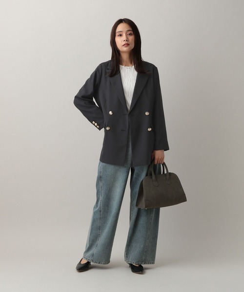 GLOBAL WORK（グローバルワーク）の「MATINEE LINE/MIXストレッチWジャケット/583736（テーラードジャケット・レディース・モカ/ブラウン/チャコールグレー・SMALL/MEDIUM/LARGE）」の4枚目の写真