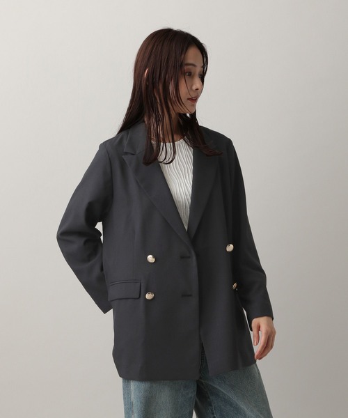 こまこま loungedress テーラードジャケット ウール混ミラノリブ ニットジャケット （テーラードジャケット