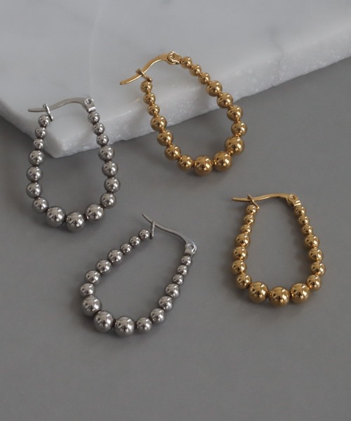 abaskdesign(アバスクデザイン)の「金属アレルギー対応 つぶつぶボールフープピアス(ピアス(両耳用)・レディース・シルバー/ゴールド・FREE)」の2枚目の写真