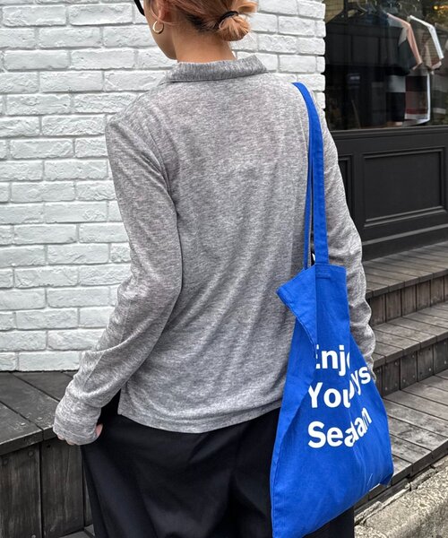 WILLOW（ウィロー）の「【willow】シアースラブポロトップス（Tシャツ/カットソー・レディース・グレー/ブラウン・ONE SIZE）」の14枚目の写真