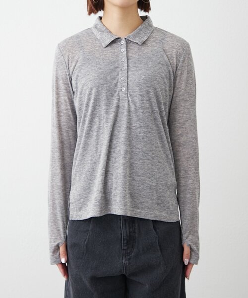 WILLOW（ウィロー）の「【willow】シアースラブポロトップス（Tシャツ/カットソー・レディース・グレー/ブラウン・ONE SIZE）」の18枚目の写真