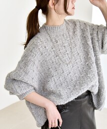 quaranciel（カランシエル）の「quaranciel:〈手洗い可能〉透かし編み クルーネック ドルマン ルーズ ニット プルオーバー（ニット/セーター）」