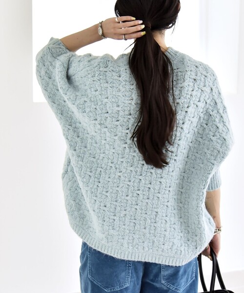 セール】quaranciel:〈手洗い可能〉透かし編み クルーネック ドルマン