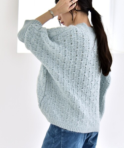 セール】quaranciel:〈手洗い可能〉透かし編み クルーネック ドルマン