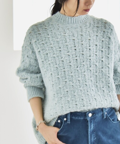 セール】quaranciel:〈手洗い可能〉透かし編み クルーネック ドルマン